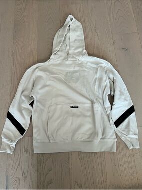 Zara Cream Hoodie with Black Sleeve Stripes